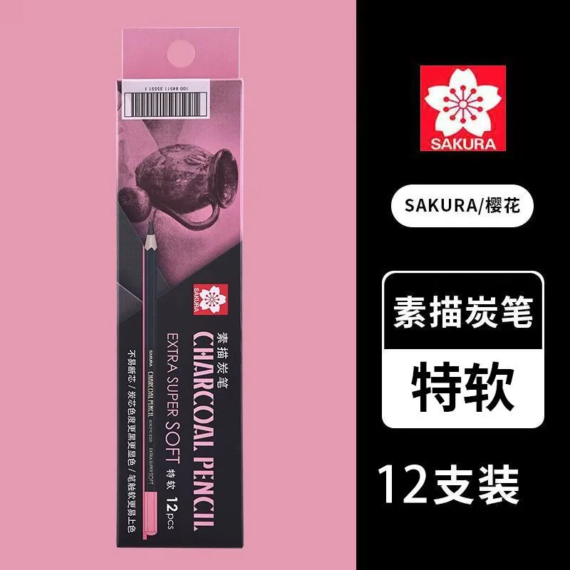 Lápis de carvão japonês sakura macio/duro/médio lápis de esboço anti-quebra extra super macio lápis de esboço profissional