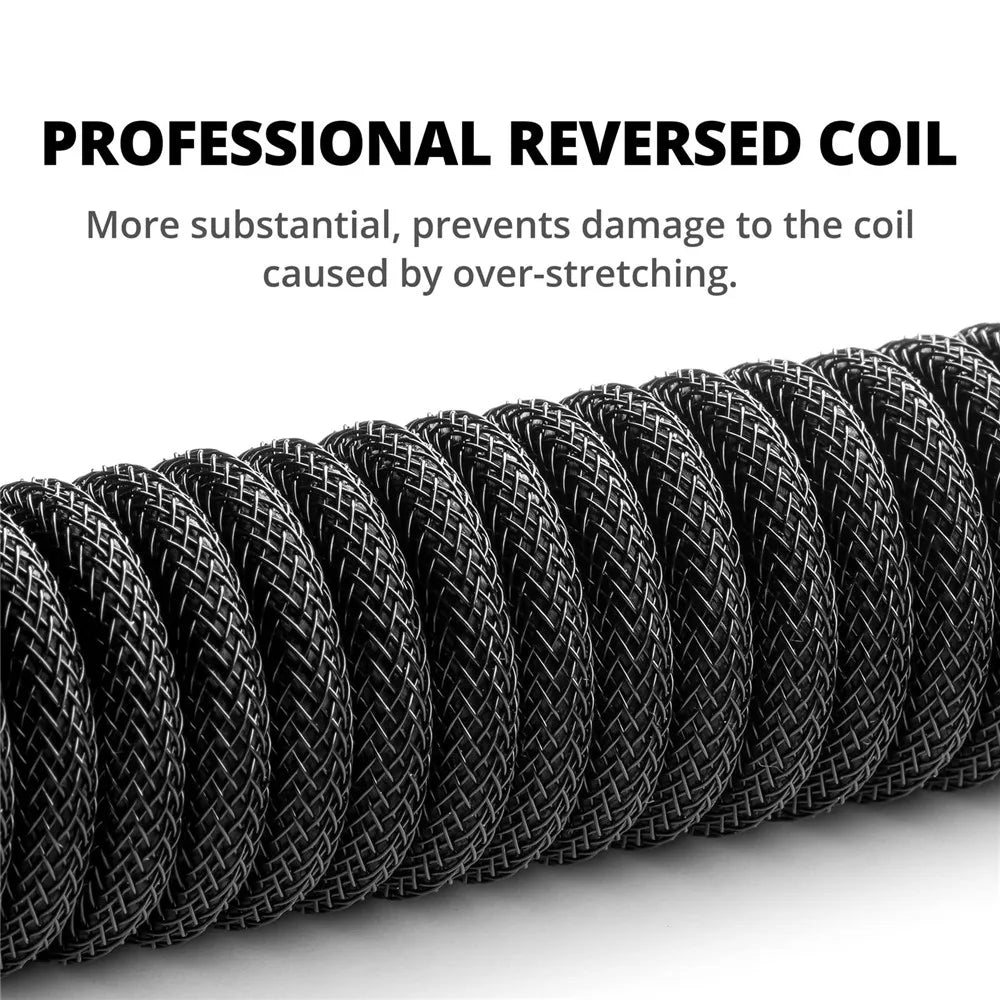 Cabo USB-C Enrolado para Teclado Mecânico – Aviador Robusto e Resistente