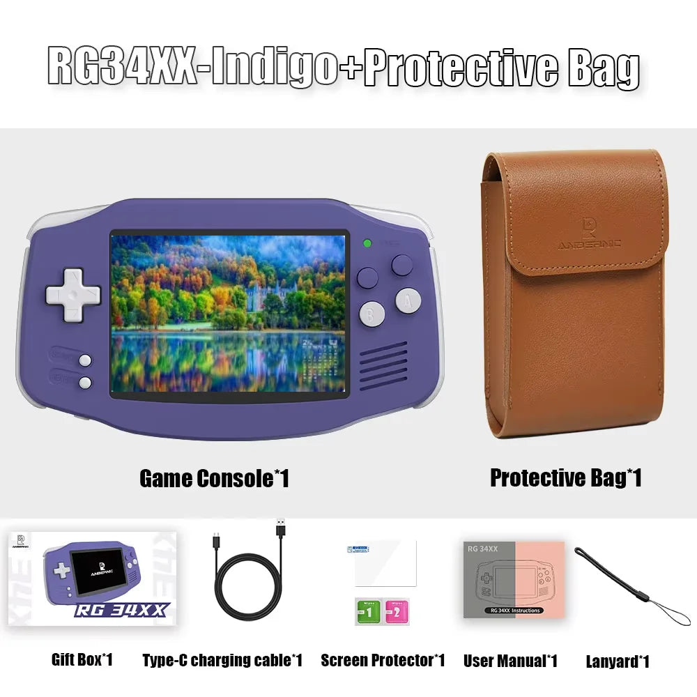 ANBERNIC RG34XX RG 34XX Console de jogos portátil Tela IPS de 3,4 polegadas Lettori de videogame Linux Sistema de 64 bits 32G HD TV 5G WiFi PSP