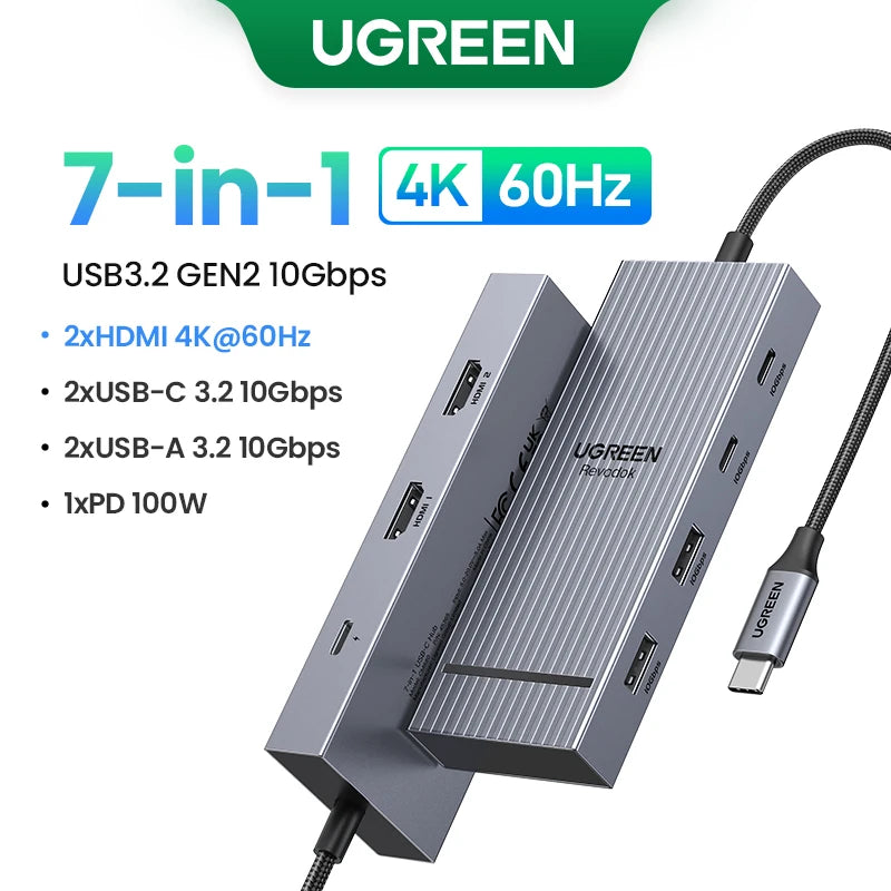 Dock Station UGREEN 4K 120Hz/60Hz: Hub USB 3.2 Gen2 10Gbps p/ Dell HP Lenovo