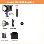 Luz de Vídeo Sokani X100 100W RGB Bi-Color: Alta Potência e Precisão p/ Estúdio