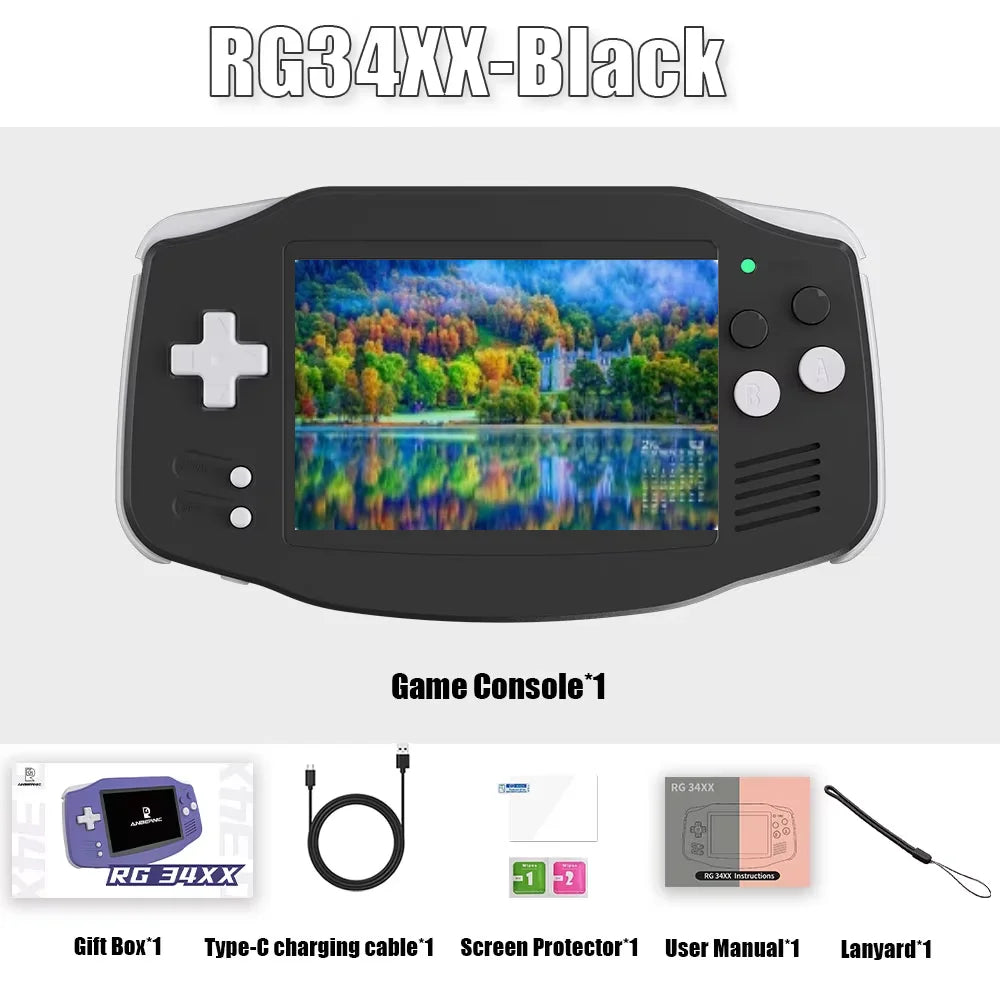 ANBERNIC RG34XX RG 34XX Console de jogos portátil Tela IPS de 3,4 polegadas Lettori de videogame Linux Sistema de 64 bits 32G HD TV 5G WiFi PSP