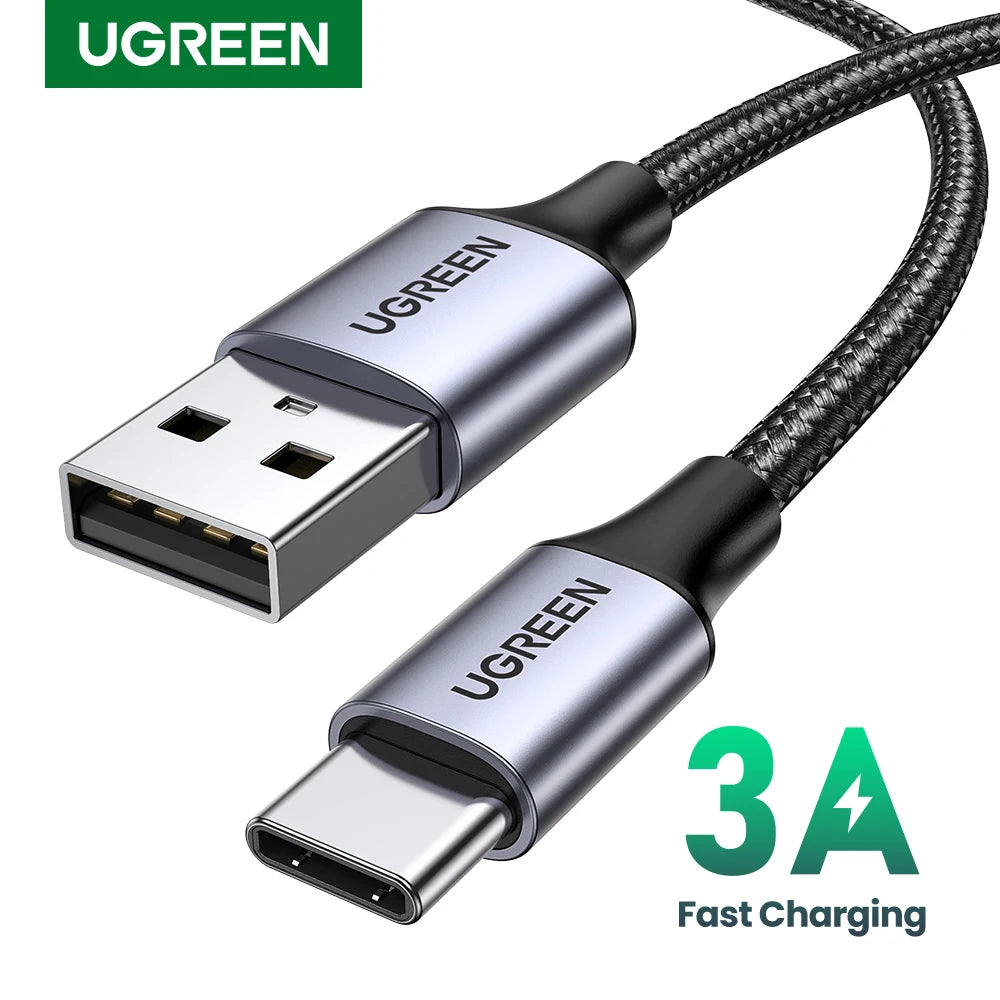 Cabo USB-C Ugreen 3A Carregamento Rápido p/ iPhone 16 17 Samsung S25 S24 Xiaomi