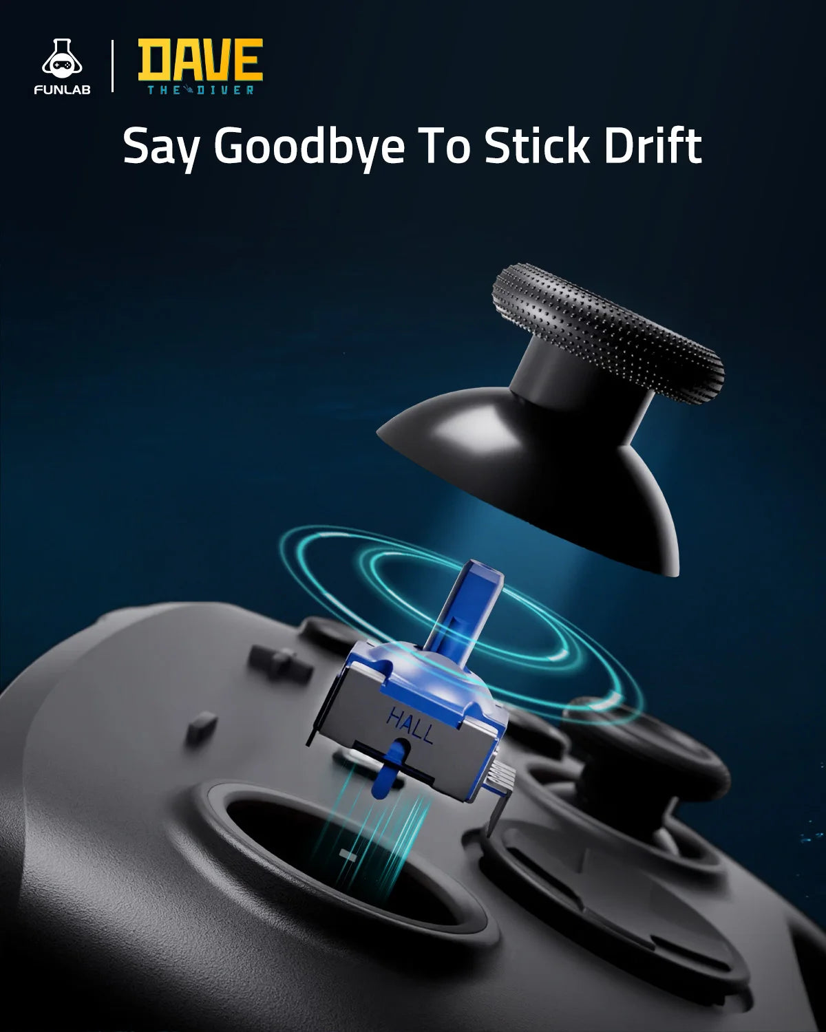 Controle Funlab Pro p/ Nintendo Switch OLED/Lite - Hall Effect com Base de Carga e LED