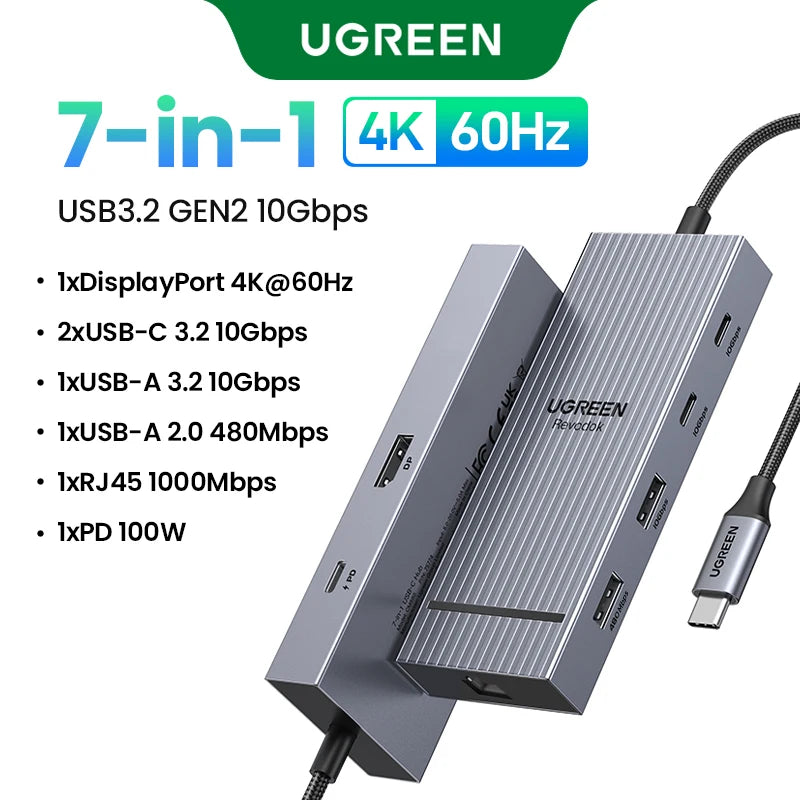 Dock Station UGREEN 4K 120Hz/60Hz: Hub USB 3.2 Gen2 10Gbps p/ Dell HP Lenovo