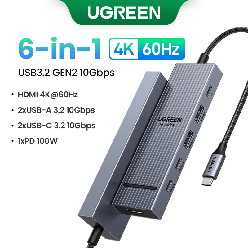 Dock Station UGREEN 4K 120Hz/60Hz: Hub USB 3.2 Gen2 10Gbps p/ Dell HP Lenovo