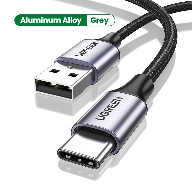 Cabo USB-C Ugreen 3A Carregamento Rápido p/ iPhone 16 17 Samsung S25 S24 Xiaomi
