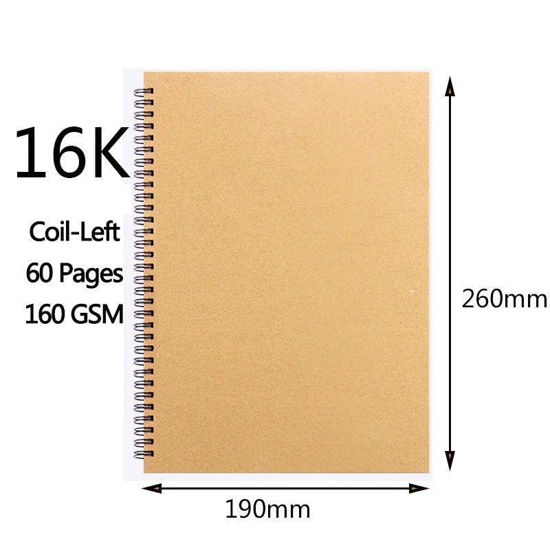 A3/a4/a5/8k/16k sketchbook papel grosso 160 gsm caderno para pintura diy prática criativa desenho arte material escolar