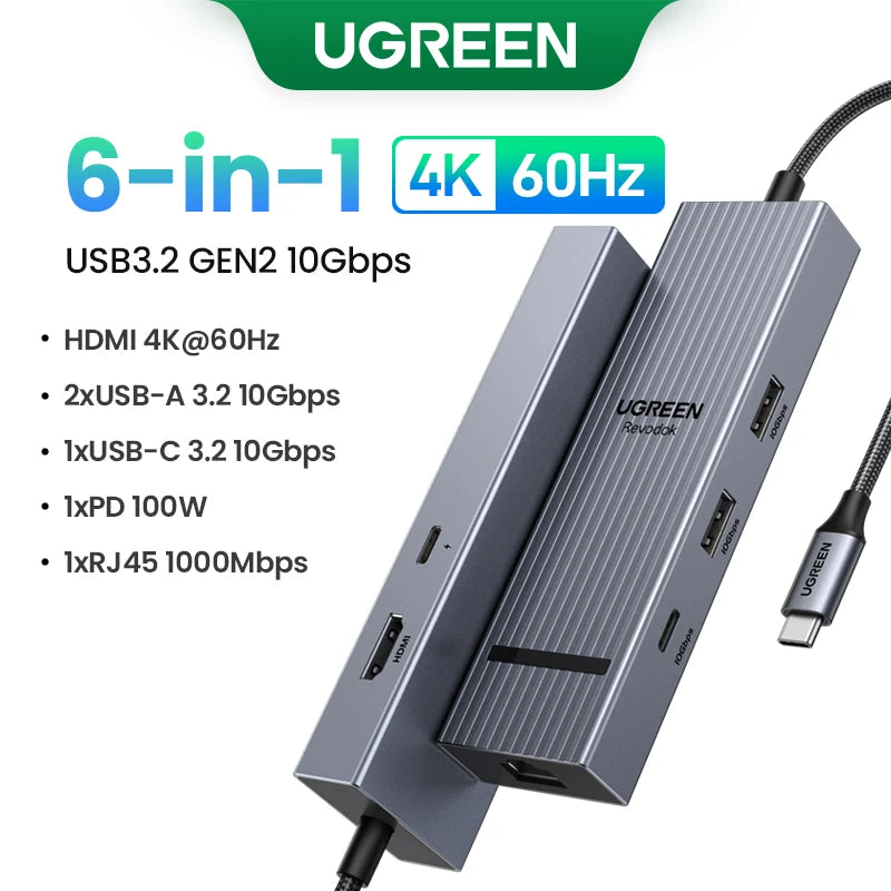 Dock Station UGREEN 4K 120Hz/60Hz: Hub USB 3.2 Gen2 10Gbps p/ Dell HP Lenovo