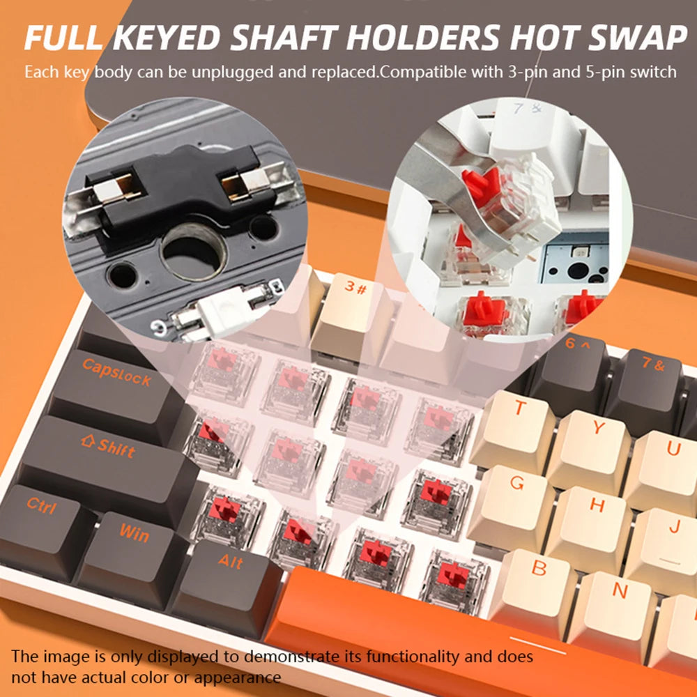 Teclado Gamer G68 Wireless: Bluetooth + 2.4Ghz, 65% Compacto e Hot-Swappable