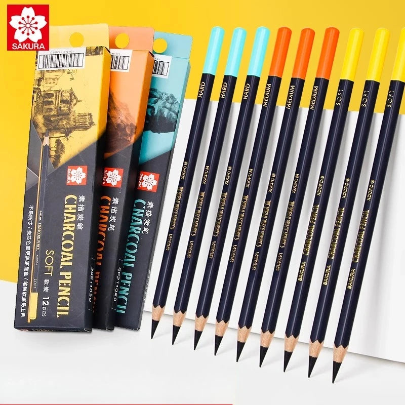 Lápis de carvão japonês sakura macio/duro/médio lápis de esboço anti-quebra extra super macio lápis de esboço profissional