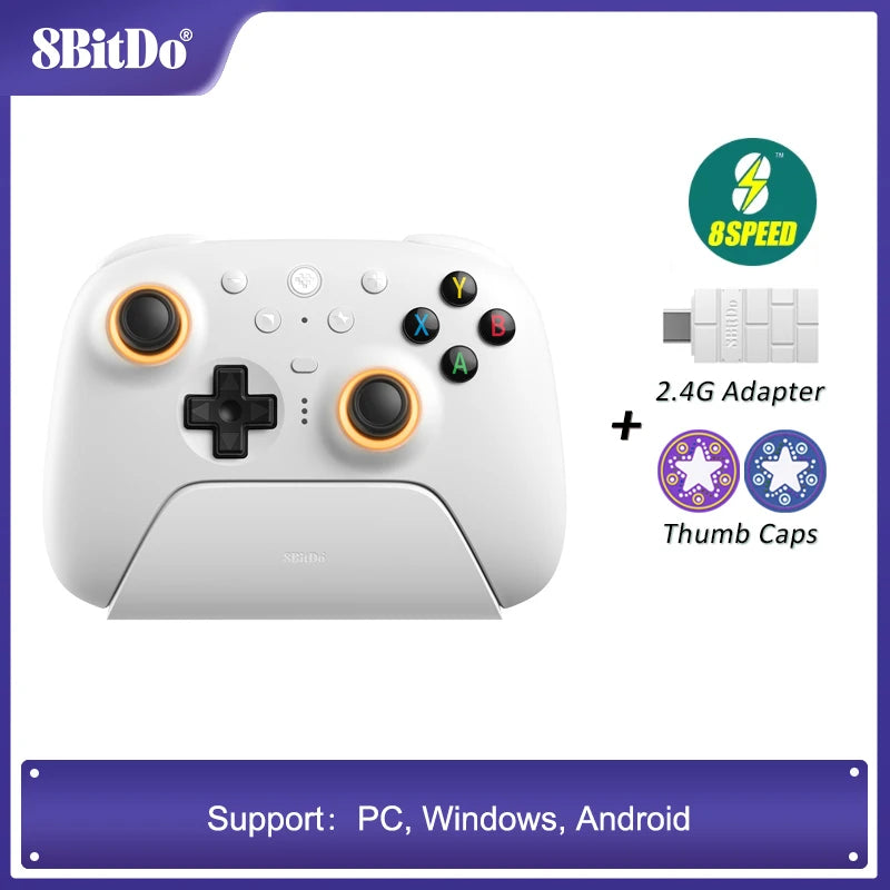 Controlador de joystick TMR sem fio 8BitDo Ultimate 2 com base de carregamento para PC, Windows 10, 11, Android