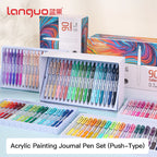 Languo 36/54/72/90 cores pintura acrílica gel canetas retrátil 0.7mm ponta manual caneta para estudante pintura graffiti escrita