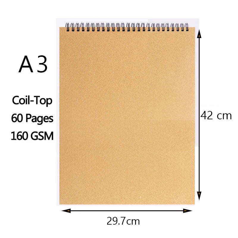 A3/a4/a5/8k/16k sketchbook papel grosso 160 gsm caderno para pintura diy prática criativa desenho arte material escolar