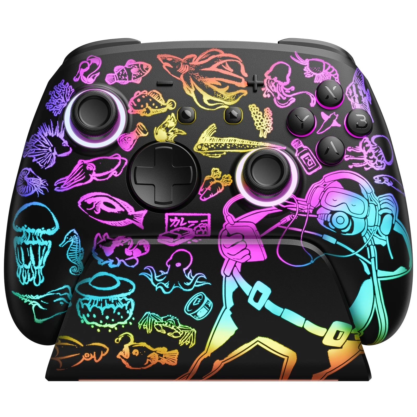 Controle Funlab Pro p/ Nintendo Switch OLED/Lite - Hall Effect com Base de Carga e LED