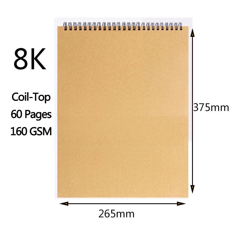 A3/a4/a5/8k/16k sketchbook papel grosso 160 gsm caderno para pintura diy prática criativa desenho arte material escolar