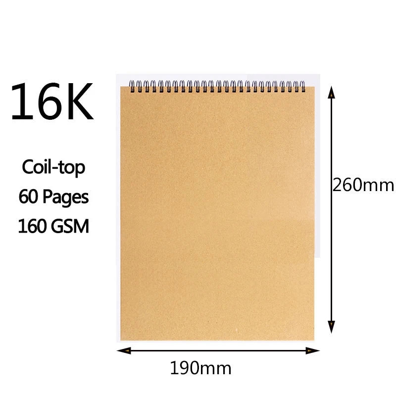 A3/a4/a5/8k/16k sketchbook papel grosso 160 gsm caderno para pintura diy prática criativa desenho arte material escolar