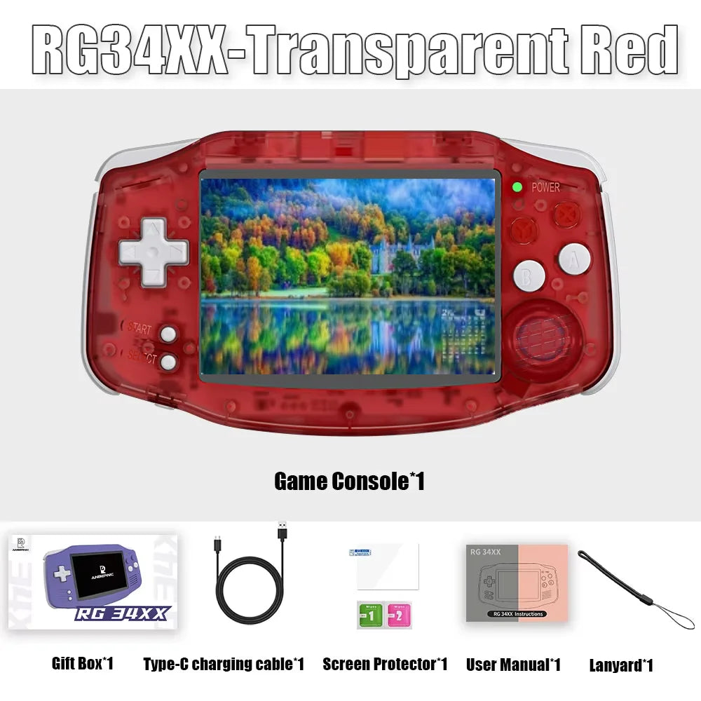 ANBERNIC RG34XX RG 34XX Console de jogos portátil Tela IPS de 3,4 polegadas Lettori de videogame Linux Sistema de 64 bits 32G HD TV 5G WiFi PSP