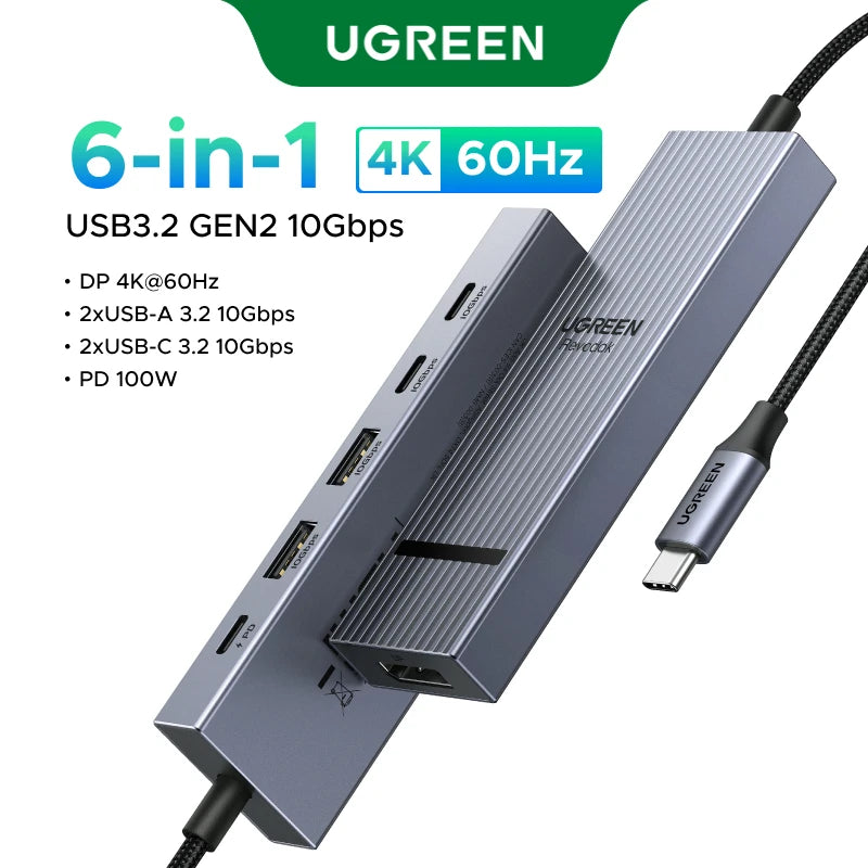 Dock Station UGREEN 4K 120Hz/60Hz: Hub USB 3.2 Gen2 10Gbps p/ Dell HP Lenovo