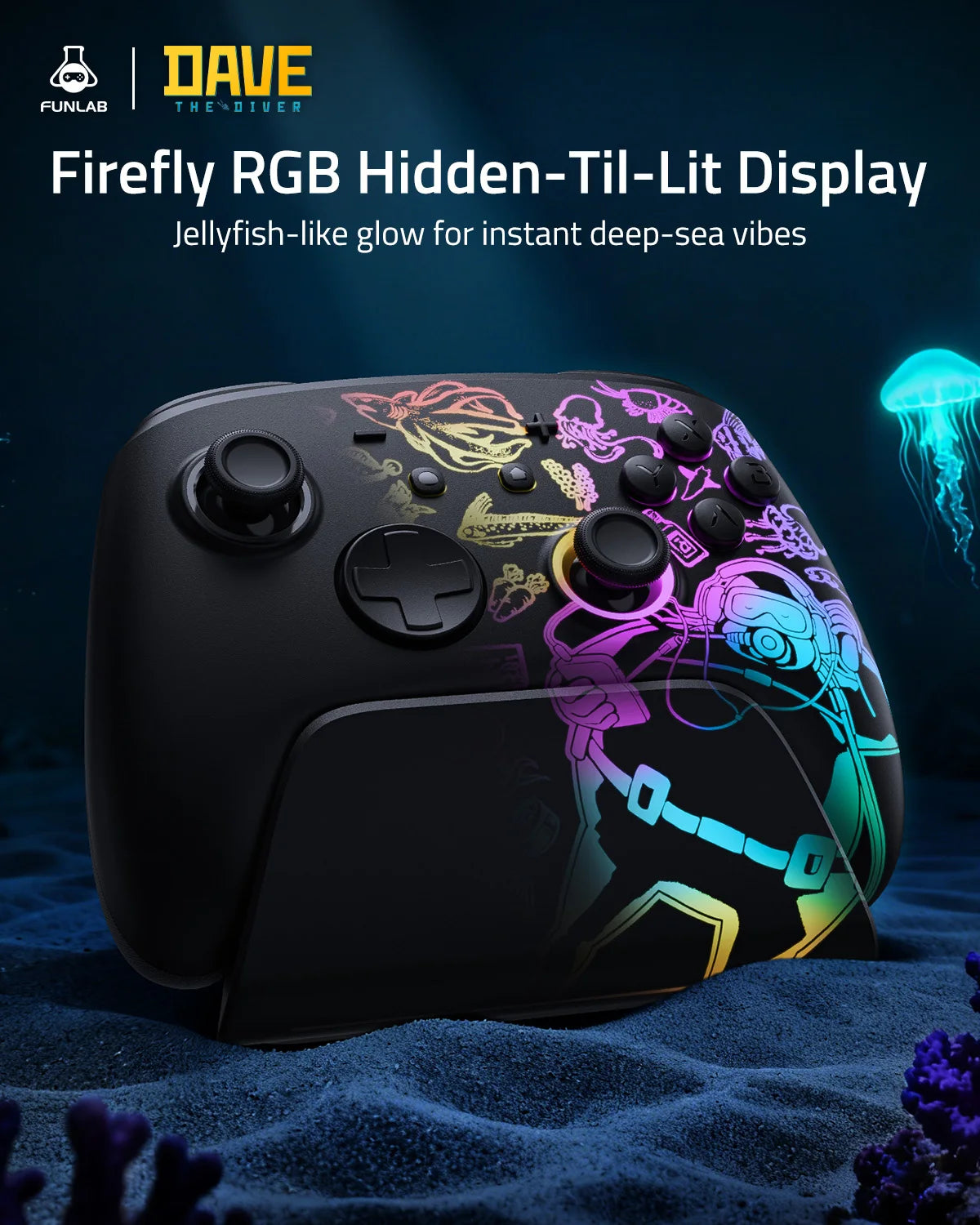 Controle Funlab Pro p/ Nintendo Switch OLED/Lite - Hall Effect com Base de Carga e LED