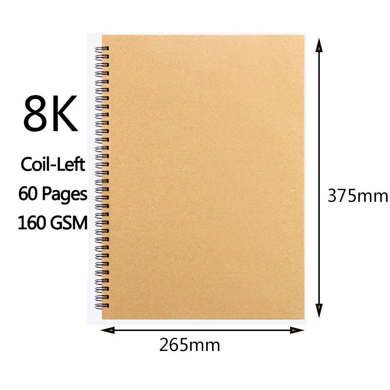 A3/a4/a5/8k/16k sketchbook papel grosso 160 gsm caderno para pintura diy prática criativa desenho arte material escolar