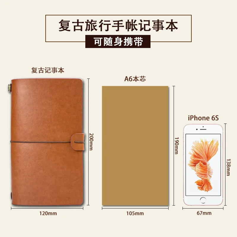 Caderno de bandagem para viagens, caderno retro, manual criativo, diário portátil, Coréia, A6