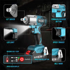 Chave de Impacto Seesii 450N.m Brushless: Alta Performance 1/2" com 2 Baterias 4.0Ah