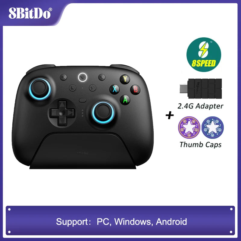 Controlador de joystick TMR sem fio 8BitDo Ultimate 2 com base de carregamento para PC, Windows 10, 11, Android